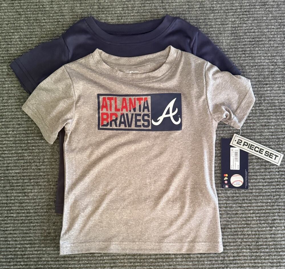 Atlanta Braves Toddler T-Shirt 2-Piece Set Size 4T NWT MLB Genuine Merchandise